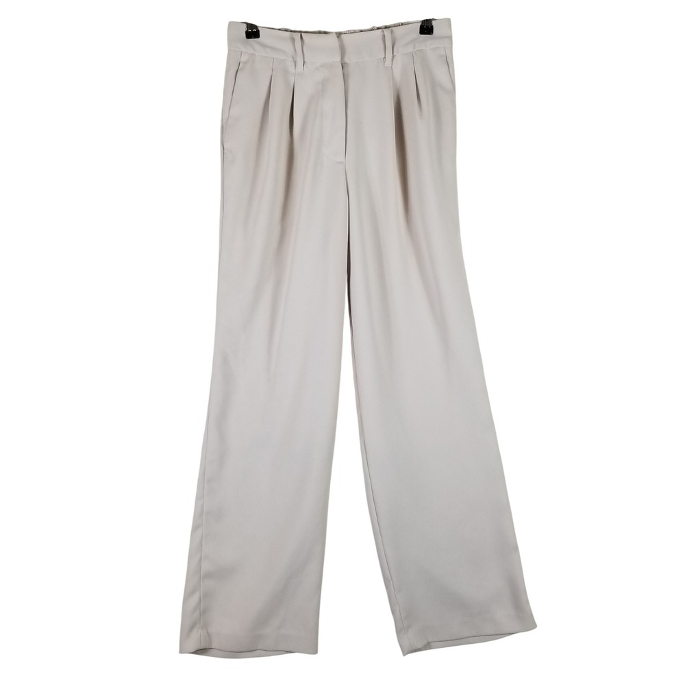 Quince Pleated Wide Leg Pants Women Sz 8 Beige High Rise Recycled Crepe Trousers